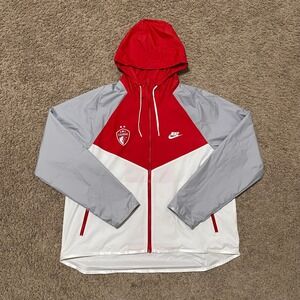 North Carolina Courage Jacket Womens Large Red White Grey Nike Windbreaker Hood